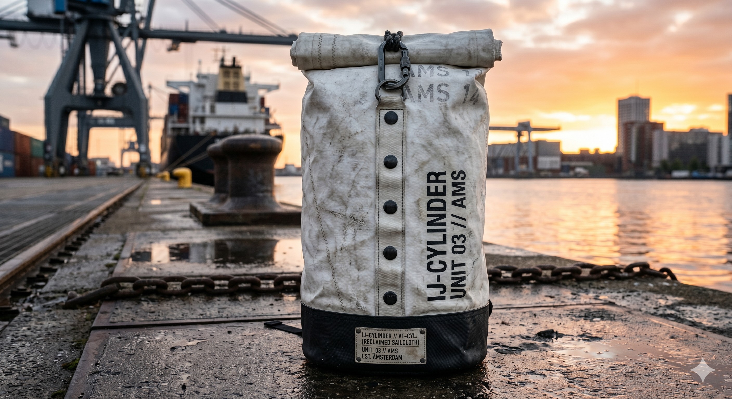 Harbour dock — sea, cranes, moored vessels, Amsterdam port